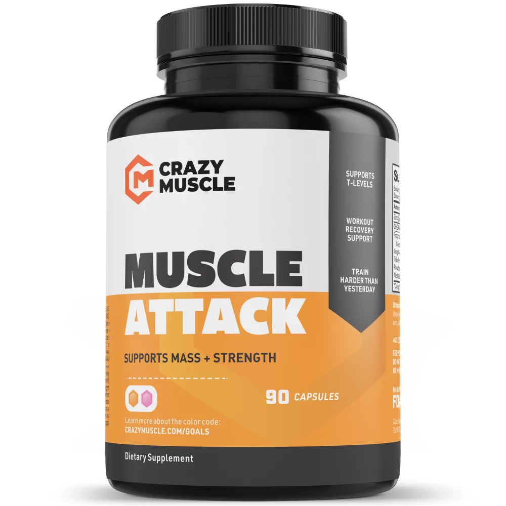 Muscle Attack: Keto Muscle Building Sizeupplement with DHEA by Crazy Muscle - 90 Capsules