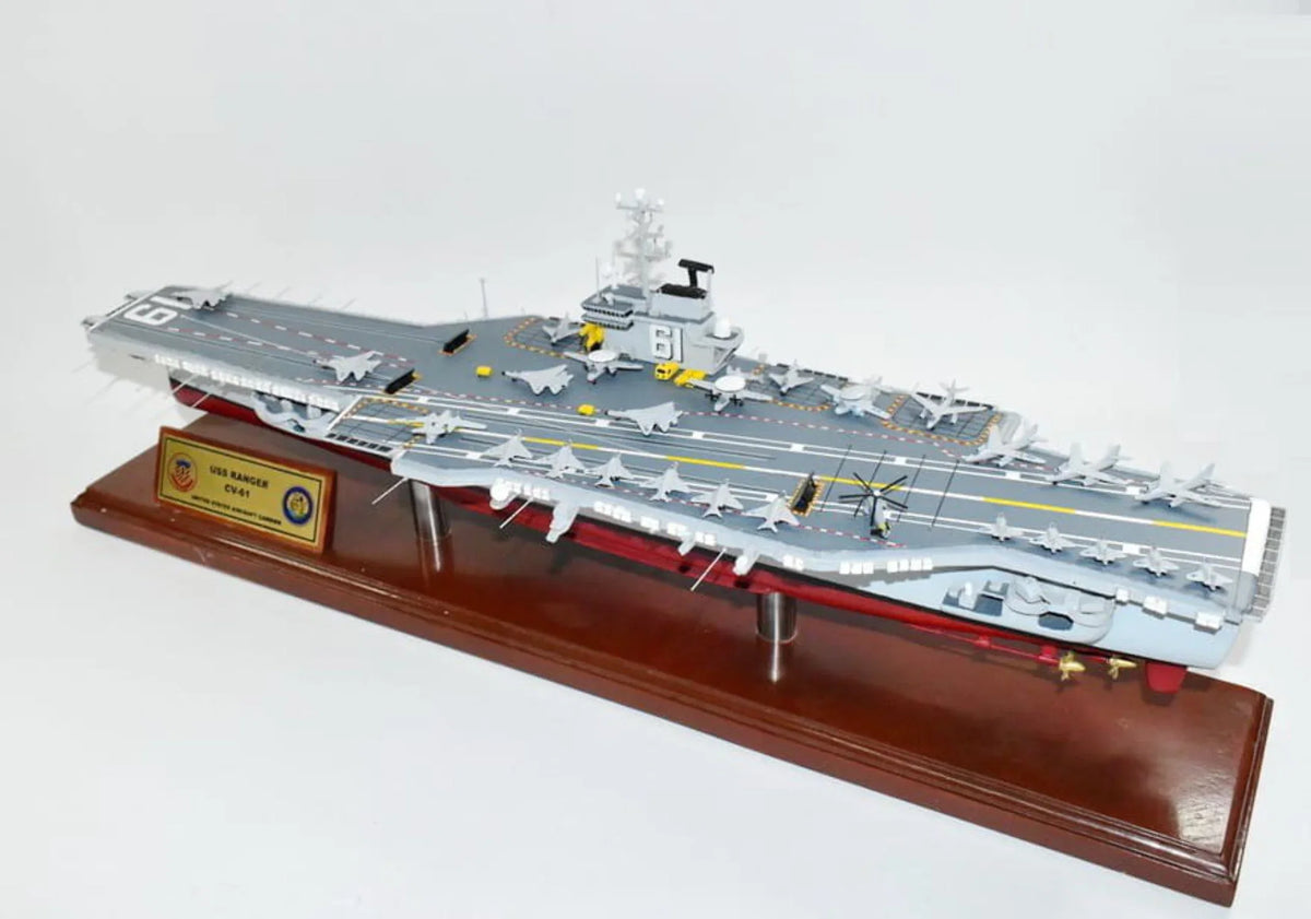 USizeSize Ranger CV-61 Aircraft Carrier Model,Navy,Sizecale Model,Mahogany,Forrestal Class