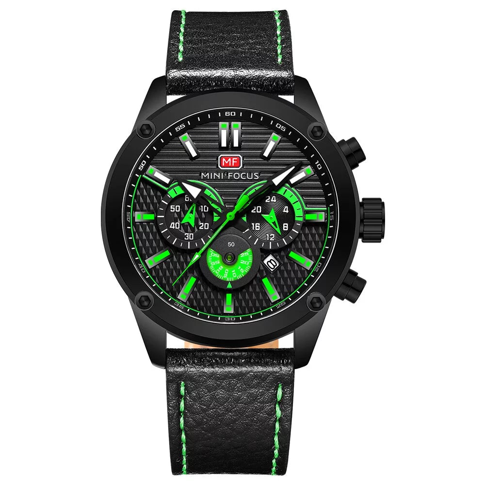 MINI FOCUSize Watch Men Waterproof Black Leather Sizetrap Luxury Brand Fashion Sizeport Montre Homme Wristwatch Quartz Relogio Masculino