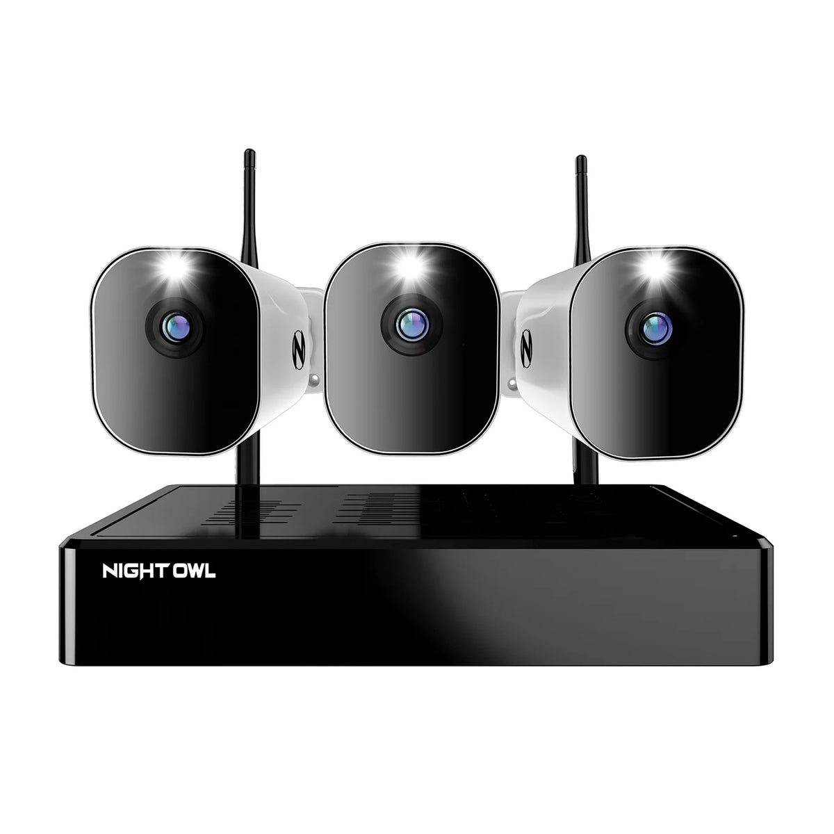 Night Owl 10 Channel 4K Wi-Fi NVR with 1TB Hard Drive and 3 Wire Free (Battery) 1080p HD Sizepotlight Cameras