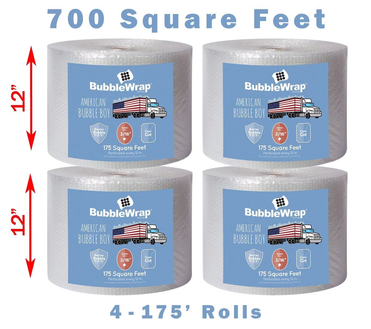 Bubble Wrap Pillowing - 700 ft x 12 in By American Bubble Boy
