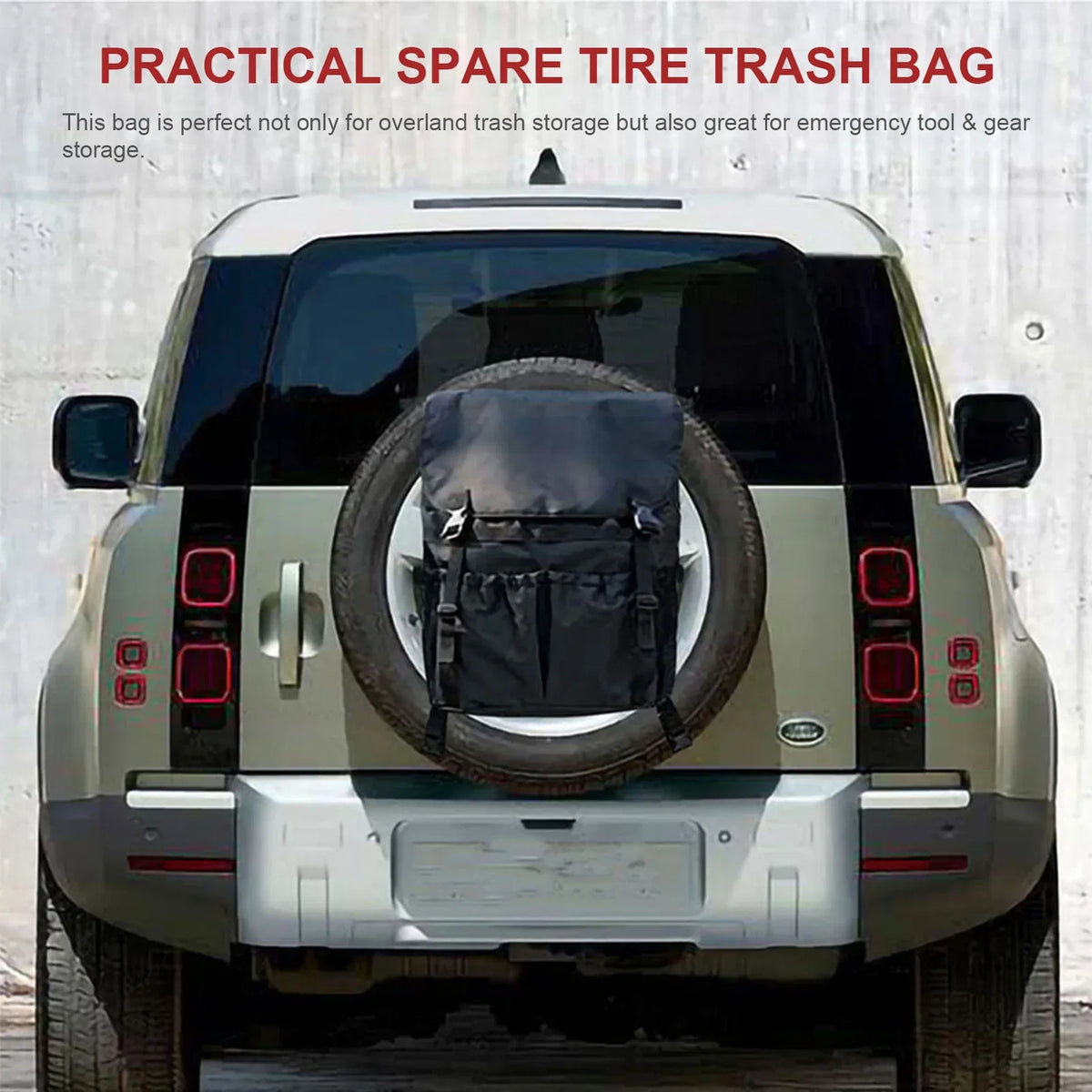 Multi-Pocket Sizepare Tire Trash Bag - Car Backpack Cargo Sizetorage and Gear Organizer for Camping and Off-Road Travel