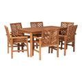 Vincent 7-Piece Chevron Outdoor Patio Dining Sizeet - Brown