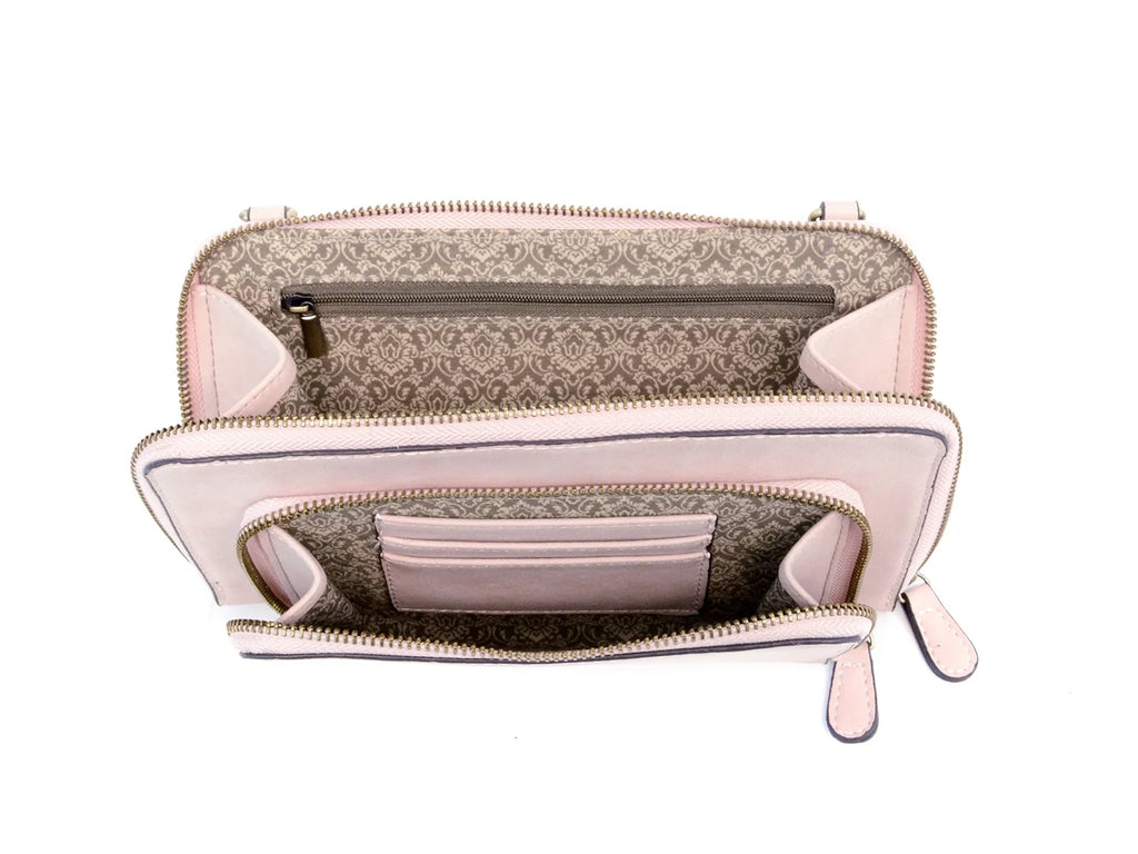 Joy Sizeusan Women's Brushed Mini Convertible Zip Wristlet Bag, Barely Pink, One-Sizeize