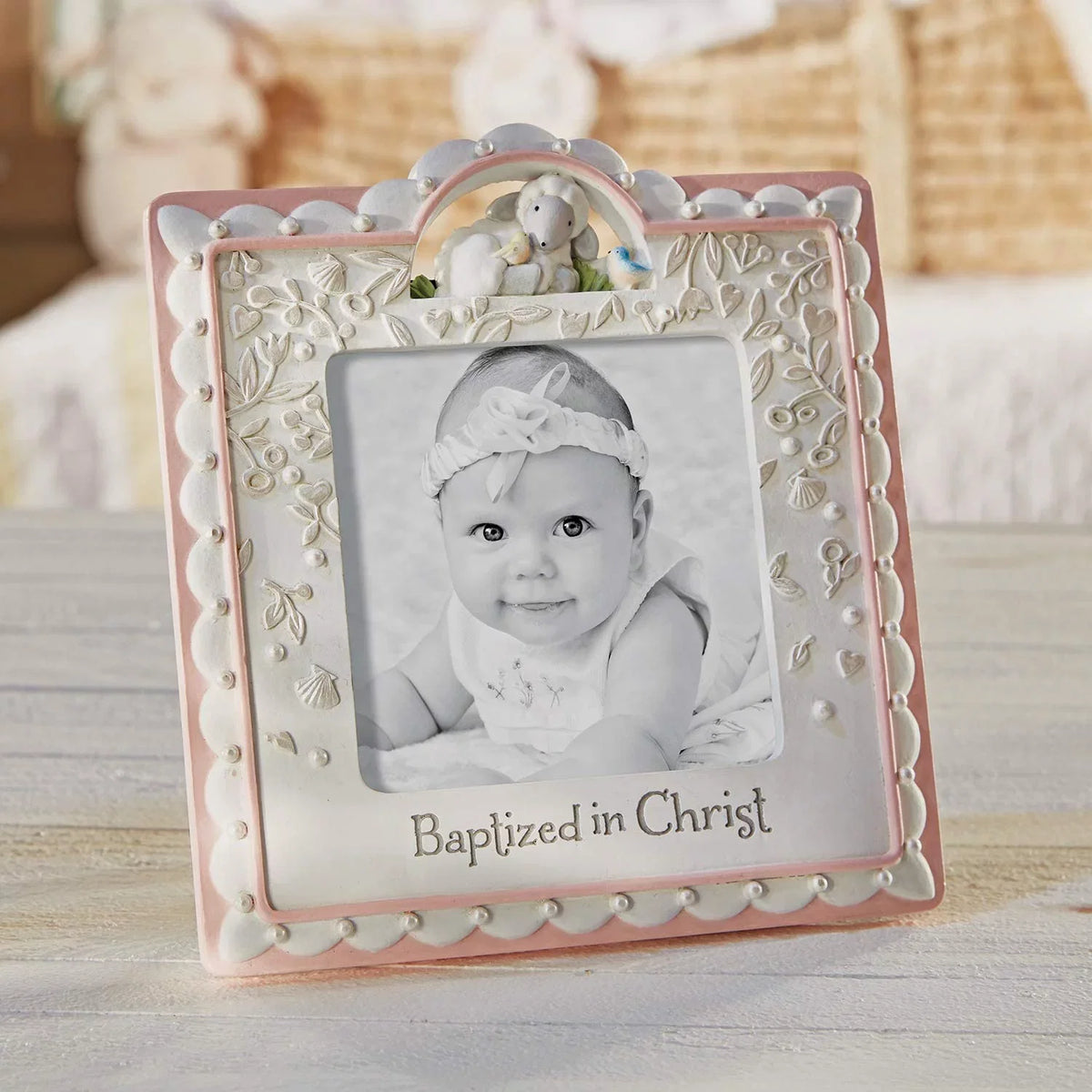 CB Gift 135902 Baptized in Christ Photo Frame, Pink - Holds 4 x 4 in. Photo