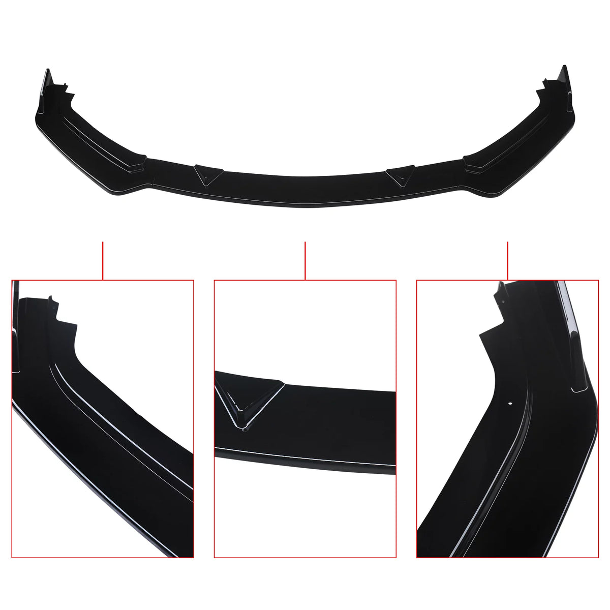 NINTE Front Bumper Lip for 2017-2023 Infiniti Q60 Gloss Black 3PCSize