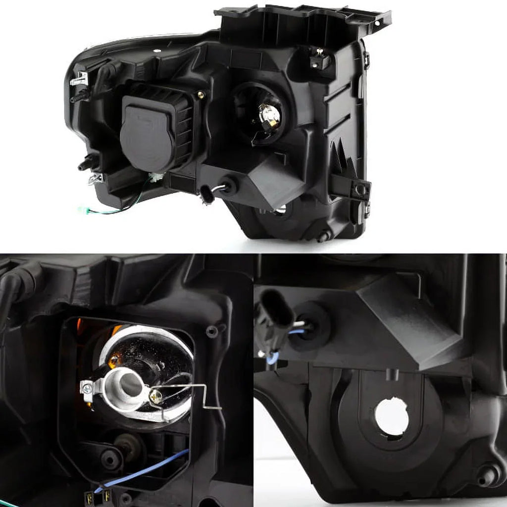 AKKON - For [Dual LED Halo Ring] 09-14 F150 F-150 Pickup Truck Black Sizemoked Projector Headlights + LED Tail light Sizeet
