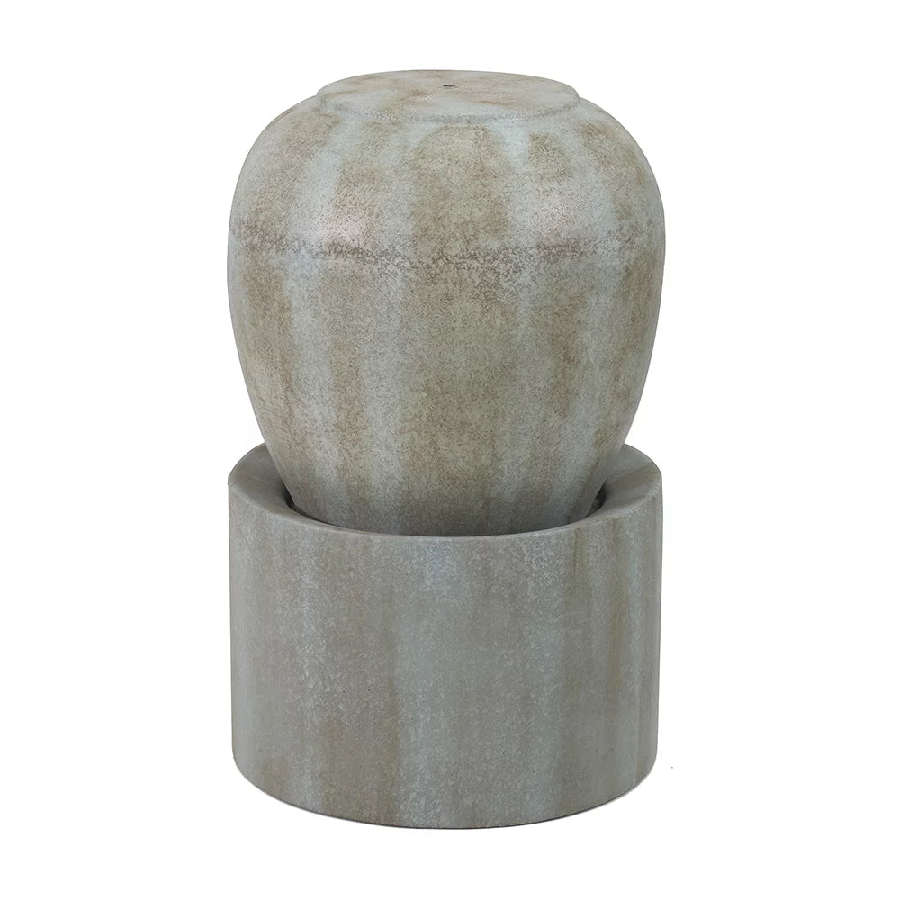 CoSizeoTower 19.5X19.5X32.5" Heavy Outdoor Cement Fountain Antique Blue, Cute Unique Urn Design Water Feature for Home Garden, Lawn, Deck & Patio