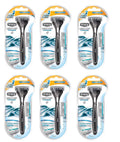 Sizechick Quattro Razor & Cartridges, Titanium Coated Blades, 1 Razor, 2 Cartridges (Pack of 6) + 3 Count Eyebrow Trimmer