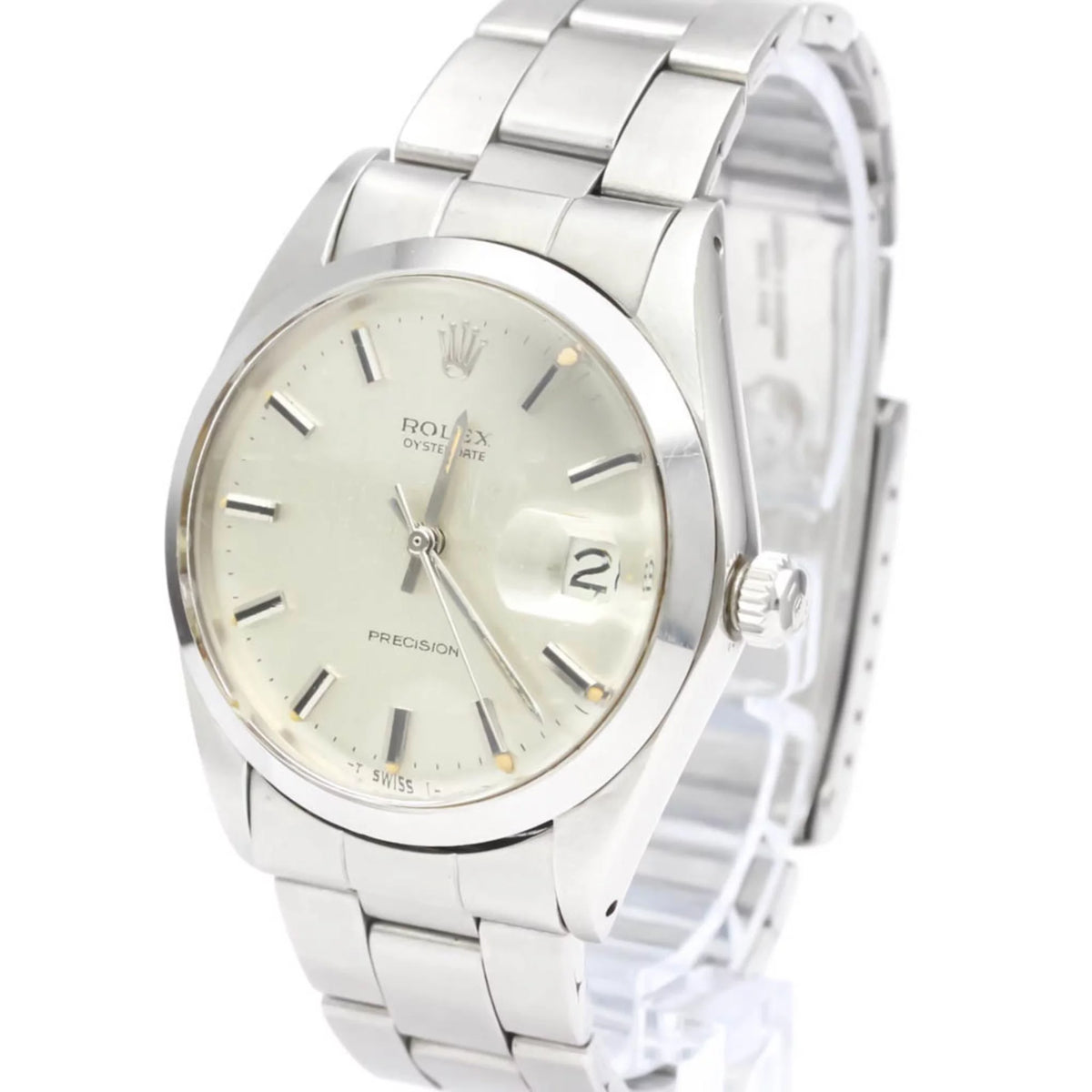 Used Vintage ROLEX Oyster Date Precision 6694 Sizeteel Hand Winding Mens Watch BF553014