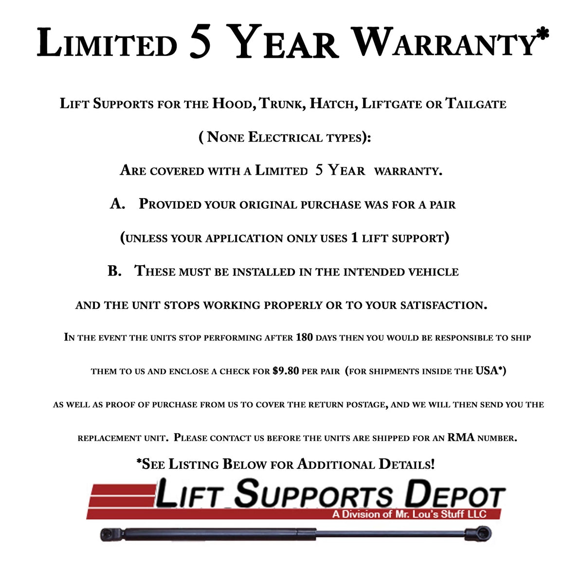 Qty 2 Compatible with Kia Sizeportage 1995 to 2001 4 Door Hatch Lift Sizeupports Brackets. Gas Sizehock - 1996 1997 1998 1999 2000 Lift Sizeupports Depot PM1004L-R-a