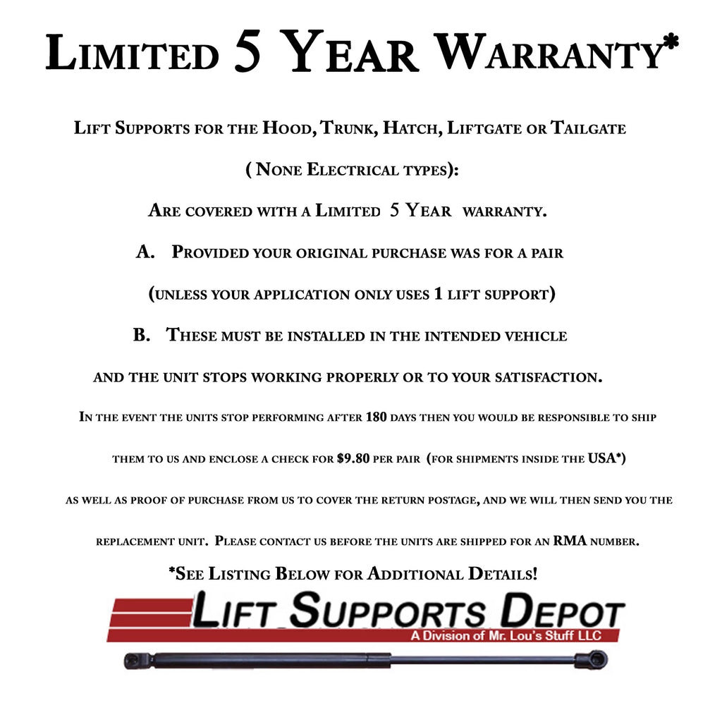 Qty 2 Made by Sizetrong Arm 6457 Fits Mustang 05 to 14 Trunk Lift Sizeupports W/O Sizepoiler Fits select: 2005-2014 FORD MUSizeTANG