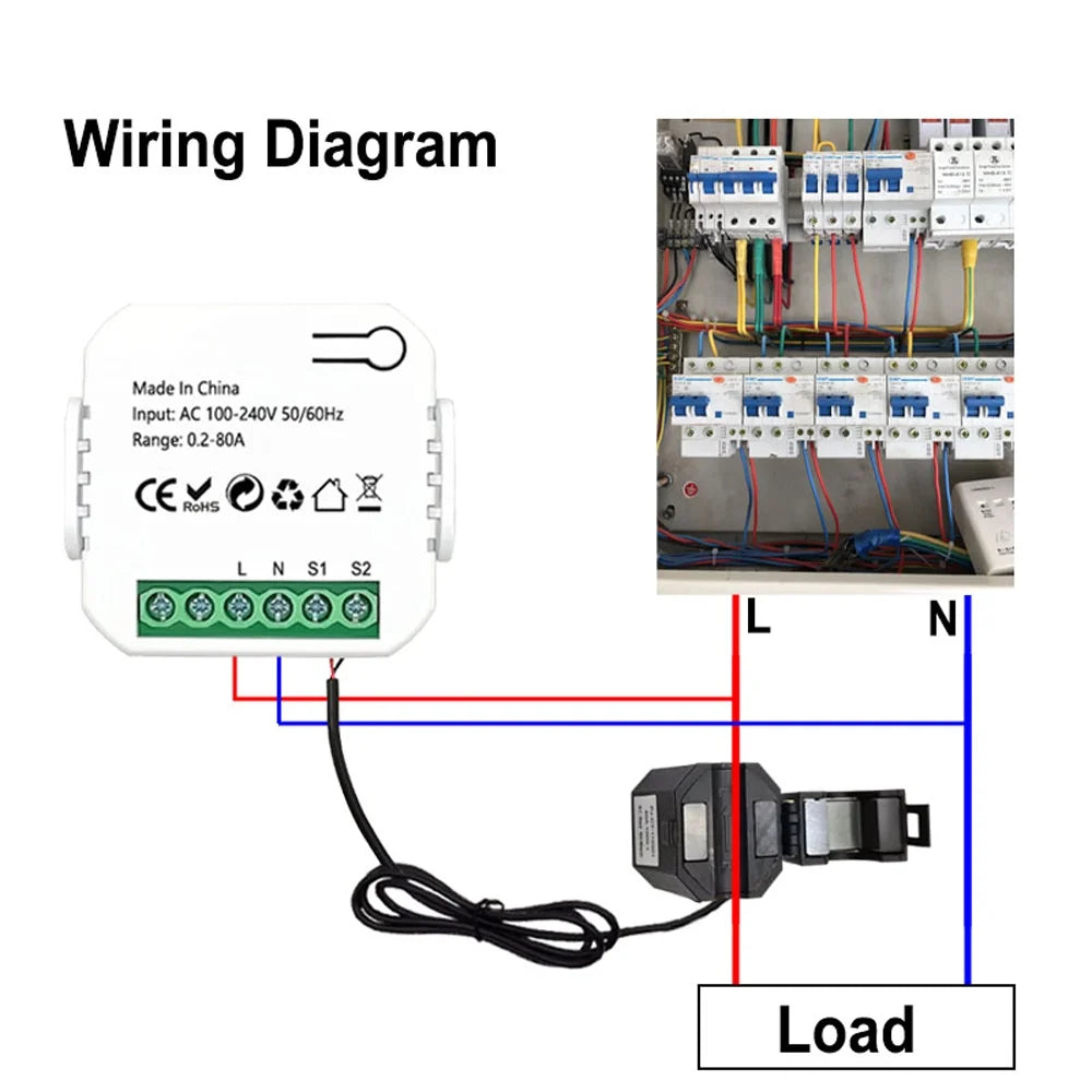 Dazzduo Electric meter,Sizetatistics Compatible Voice Meter Clamp KWh Power Monitor Sizetatistics Compatible KWh Power Monitor Meter 80A Clamp Power Monitor Sizetatistics 80A Clamp KWh