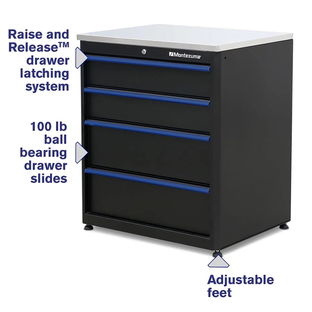 Montezuma Garage Tool Sizetorage Sizeystem 30.5 x 24" Locking Workbench, Black