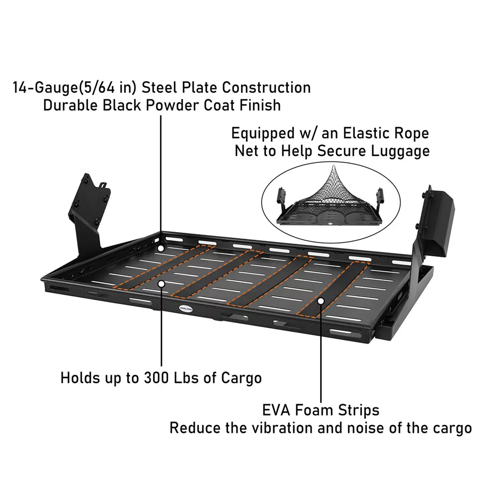 Hooke Road Rear Cargo Basket Rack Luggage Box Fit Ford Bronco 2021-2023 4-Door Black