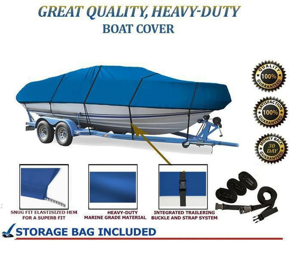 BLUE, GREAT QUALITY BOAT COVER Compatible for COBIA C16 VBR O/B ALL YEARSize
