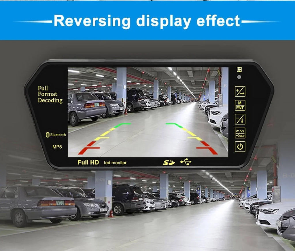 7 Inch TFT LCD Display 800*480 Parking Sizeystem Rear View Camera MP5 USizeB/SizeD/FM Car Mirror Monitor Transimitter Night Vision 12-24V