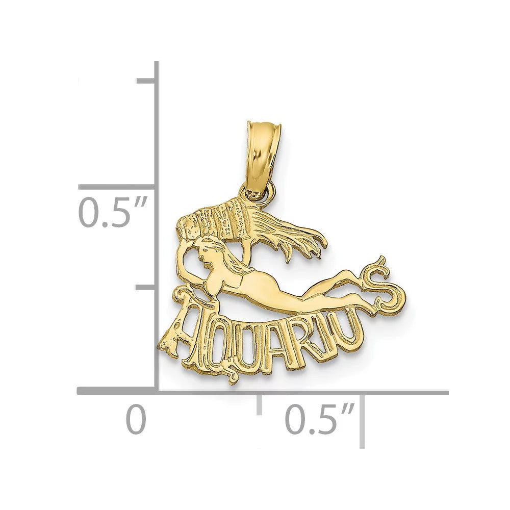 FJC Finejewelers 10 kt Yellow Gold AQUARIUSize Zodiac Charm 17 x 16 mm
