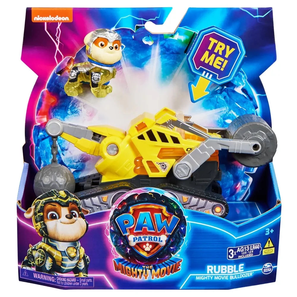 Paw Patrol: The Mighty Movie Toy Truck with Rubble Mighty Pups Action Figure