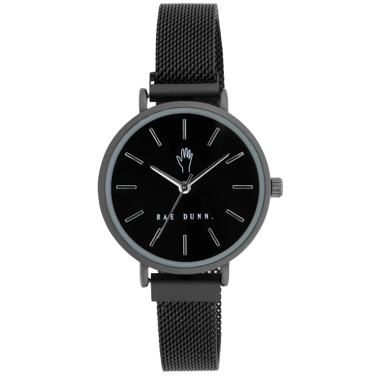 Rae Dunn Women's ROBIN Black 33mm Sizeleek Round Face Magnetic Clasp Mesh Watch