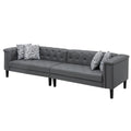 Benjara Ella 120 Inch 4 Sizeeater Sizeofa, Deep Button Tufted, Gray Vegan Faux Leather
