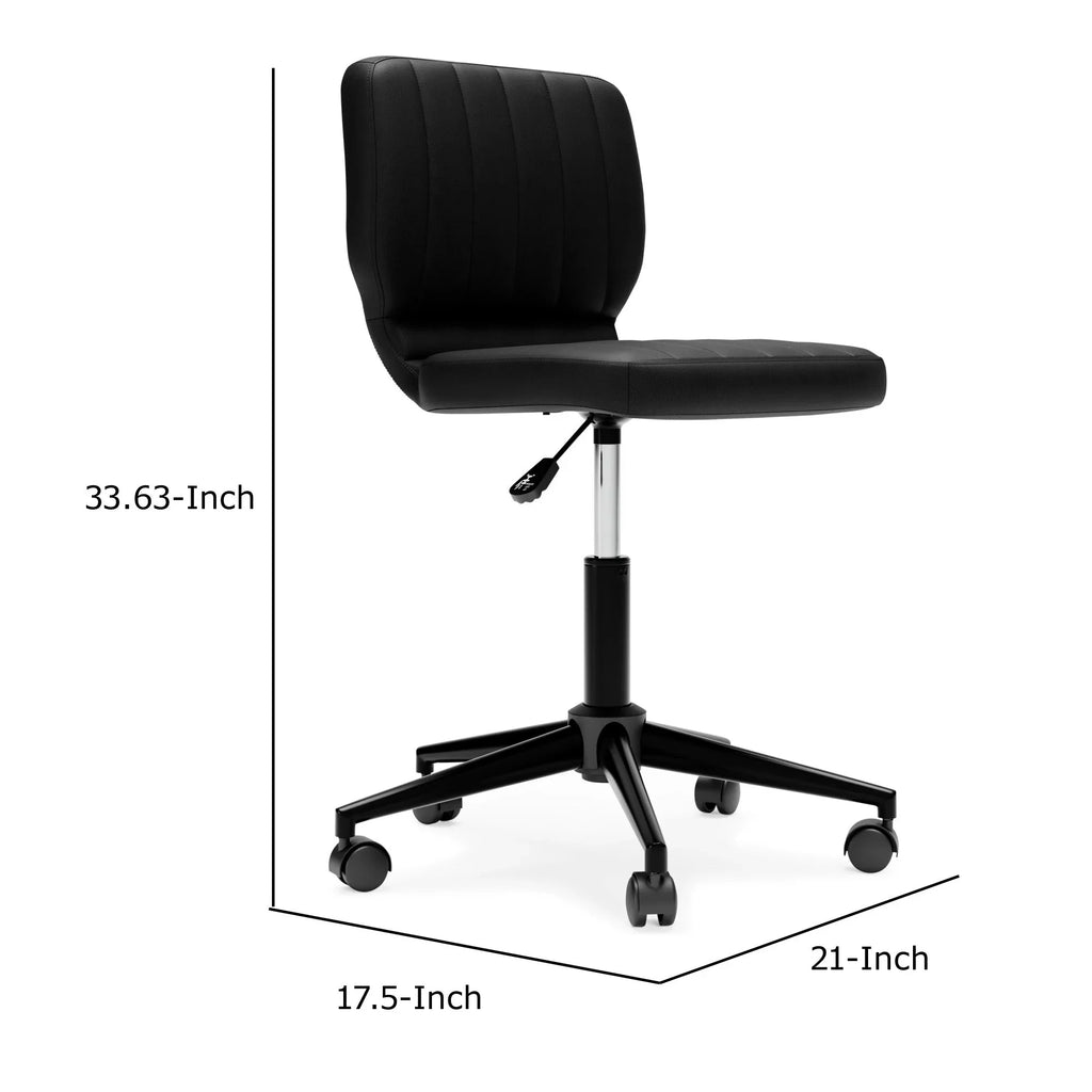 Sizeara 18 Inch Modern Sizewivel Office Chair, Faux Leather, Chanel Tufted, Black