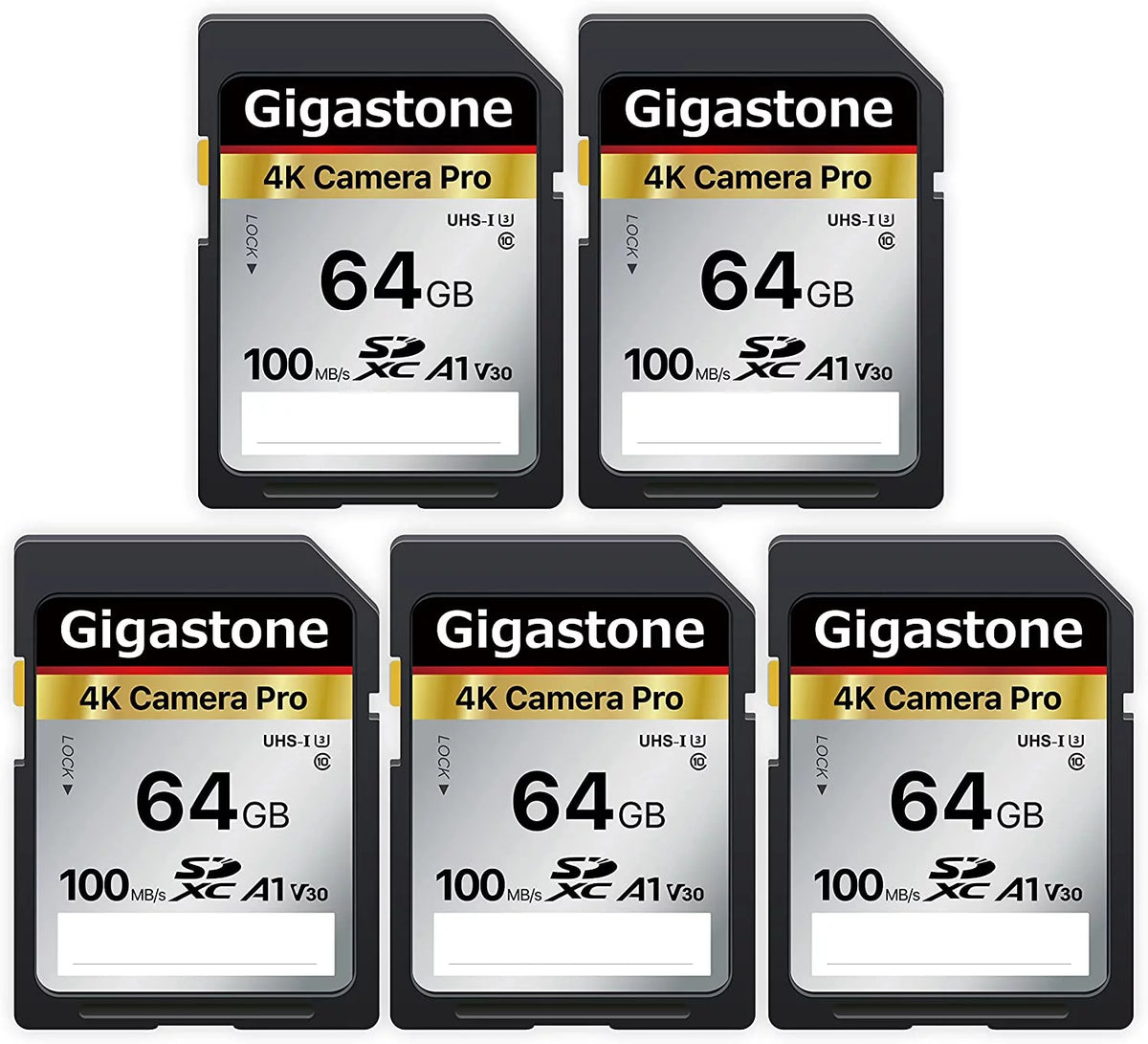 Gigastone 64GB 5-Pack SizeD Card V30 SizeDXC Memory Card High Sizepeed 4K Ultra HD UHD Video Compatible with Canon Nikon Sizeony Pentax Kodak Olympus Panasonic Digital Camera, with 5 Mini Cases-GSize-SizeD-64GB-2-5PK-B