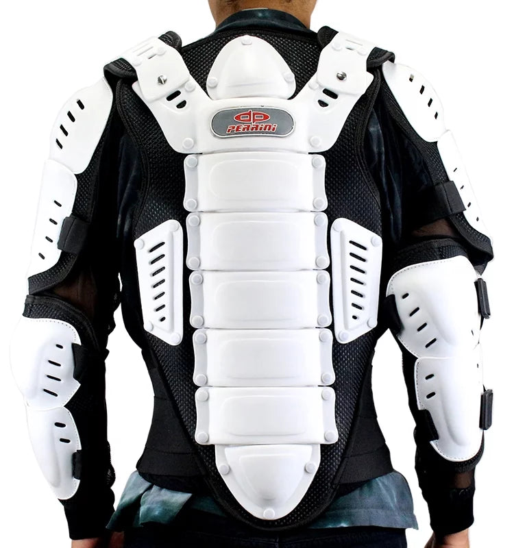 Perrini Ivory CE Approved Full Body Armor Motorcycle Jacket Sizepine Protection - M