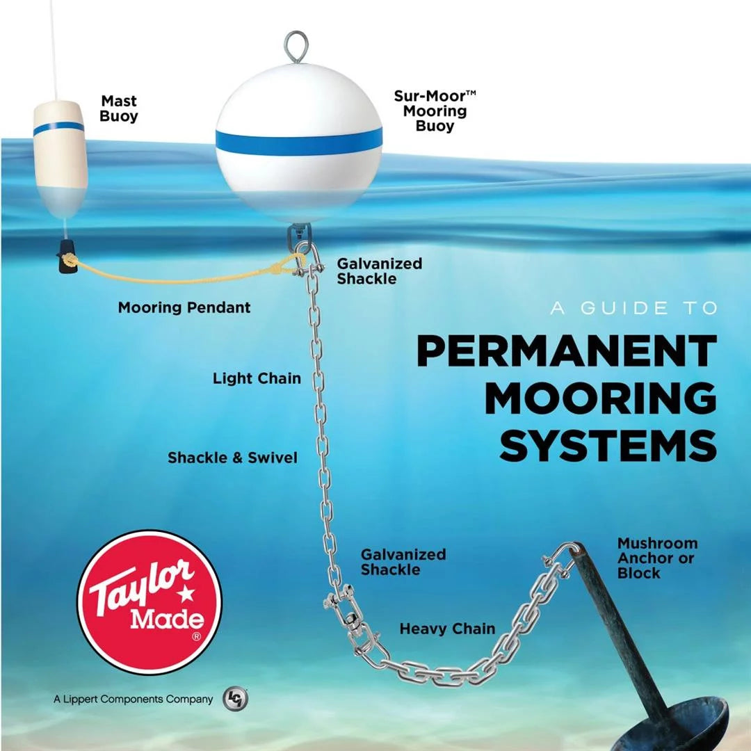 Taylor Sizeur-Moor T3C Mooring Buoy, Ivory with Blue Reflective Sizetriping