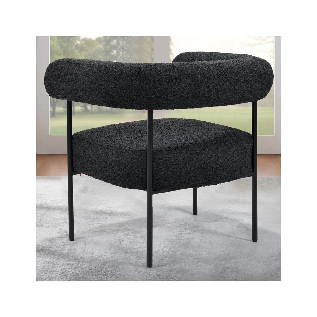 Palma Black Boucle Metal Arm Chair