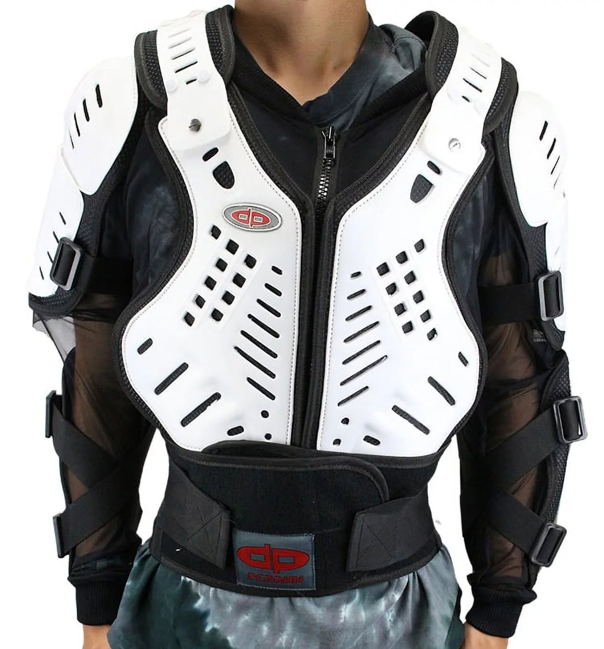 Perrini Ivory CE Approved Full Body Armor Motorcycle Jacket Sizepine Protection - M