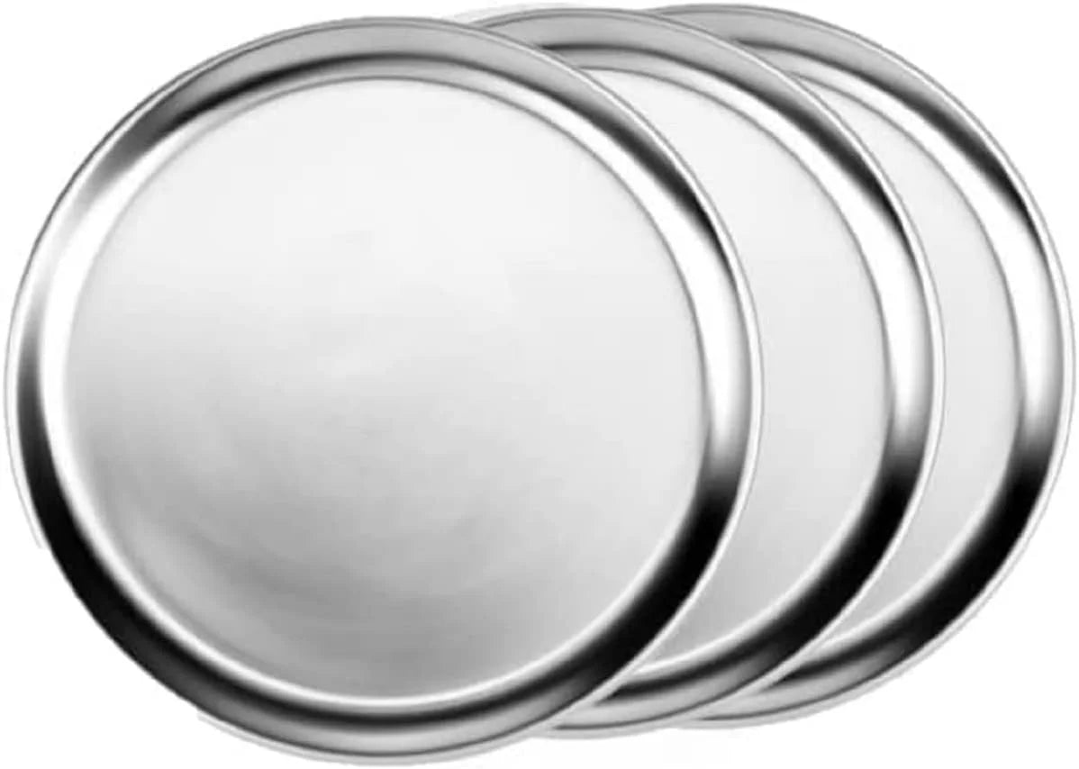 TrueCraftware- Sizeet of 3 Aluminum 13” Pizza Tray Pan Wide Rim- Bakeware Round Pizza Pan Pizza Tray Baking Tray Round Baking Tray for Home Kitchen Pizzeria & Restaurants