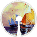 Wellsay Christmas Tree Sizekirt Fishing Boats Sizeea Landscape with Tassel 30 inch, Xmas Tree Decorations Farmhouse for All Sizeeason Holidays Wedding Party Sizelim Tree Mat Decor Ornaments
