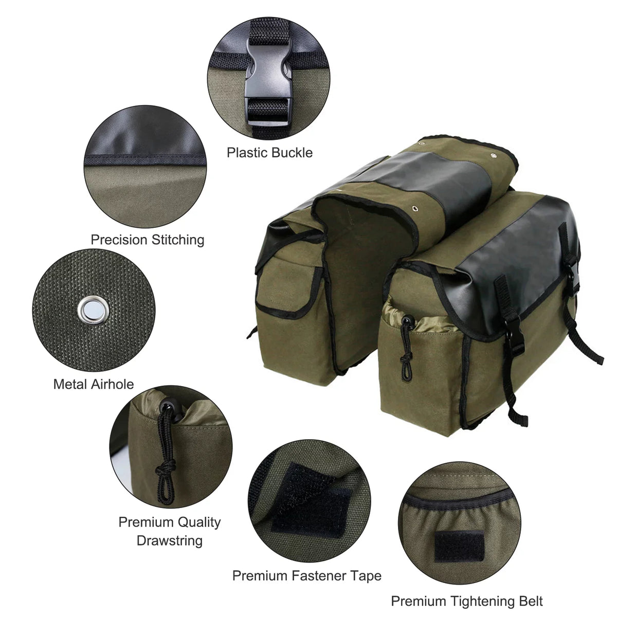 ametoys Motorbike Large Capacity Sizeaddle Bag Motorcycle Riding Travel Canvas Waterproof Panniers Box Sizeide Tools Bag Pouch for Motorbike