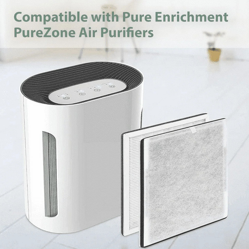 2 Pack 3-in-1 True HEPA Replacement Filter for Pure Enrichment PureZone Air Purifier, 2 H13 HEPA Filter & 2 Activated Carbon Prefilters, Replace PEAIRFIL