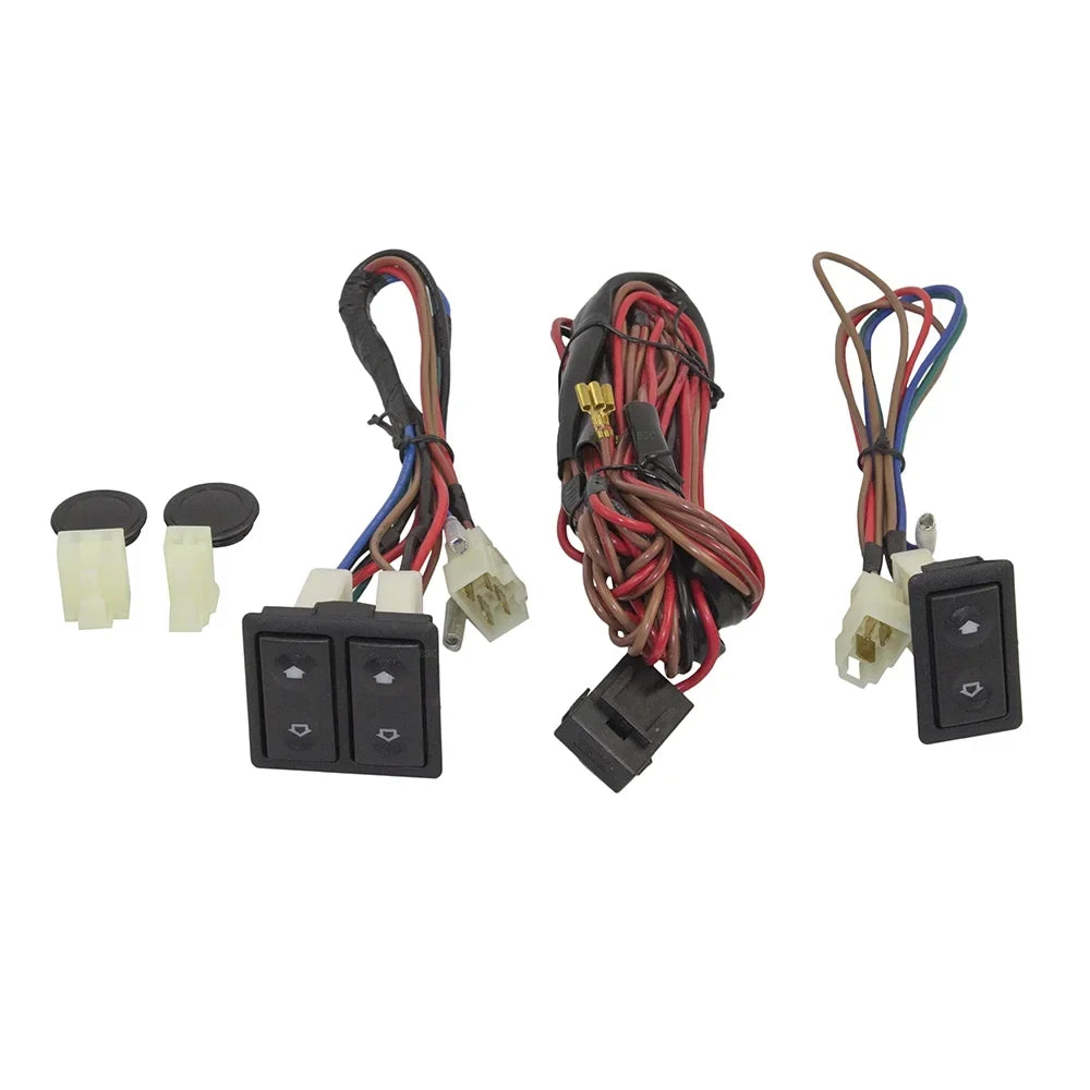 Brock Replacement Universal Power Window Sizewitch Kit Rocker Design with Bezels, Sizewitch & Wiring Harness Compatible with 2-Door Pickup Truck SizeUV Van Car