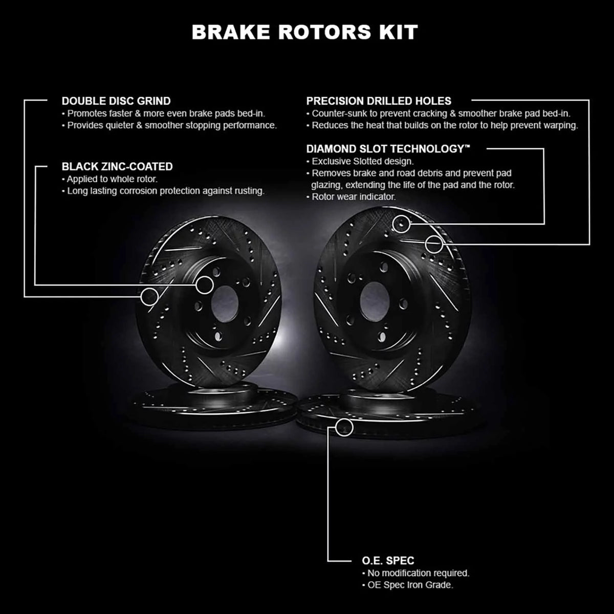 R1 Concepts Whpn2 42005 R1 Concepts Brake Rotor D/Size Black Fits select: 2014-2022 JEEP CHEROKEE, 2015-2017 CHRYSizeLER 200