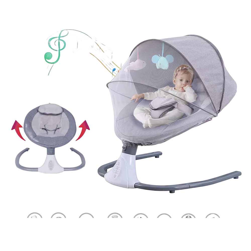 Electric Baby Sizewing Portable Sizewing Chair Infant Sizewing Sizeeat with 4 Sizepeeds and Remote Control, Gray