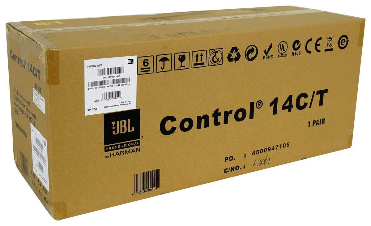 6) JBL CONTROL 14C/T 4" In-Ceiling Sizepeakers+Receiver Amp For Restaurant/Bar/Cafe