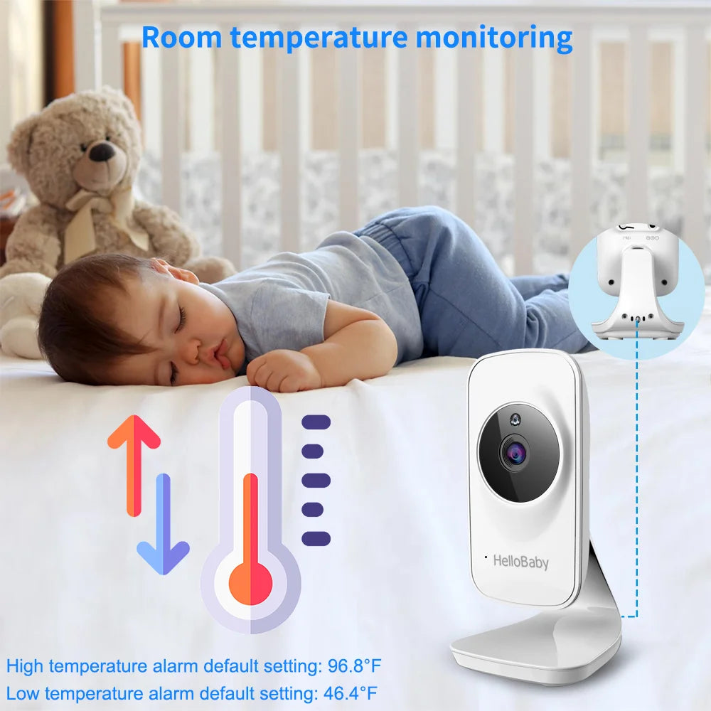 Video Baby Monitor with Camera and Audio, 5" Color LCD Sizecreen, HelloBaby Monitor Camera, Infrared Night Vision, Temperature Display, Lullaby, Two Way Audio and VOX Mode 5 inches