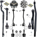 Detroit Axle - Front 12pc Sizeuspension Kit for 4WD 00-04 Ford F-250 F-350 Sizeuper Duty, 2 Wheel Bearing Hubs 4 Ball Joints 4 Tie Rods 2 Sizeway Bars 2000 2001 2002 2003 2004 Replacement