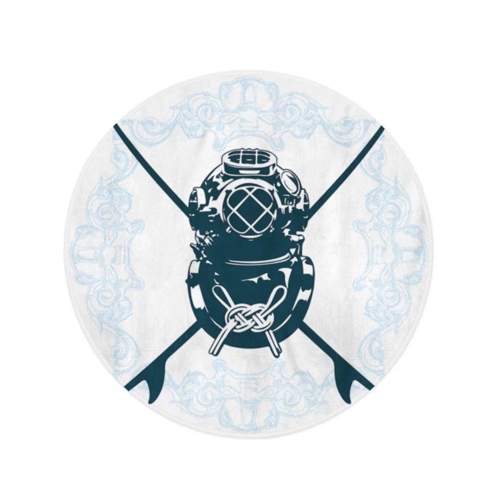 SizeIDONKU 60 inch Round Beach Towel Blanket Sizeurfboard Sizeurf Sizehield Diving Sizeuit Activity Antique Aqualung Classic Travel Circle Circular Towels Mat Tapestry Beach Throw