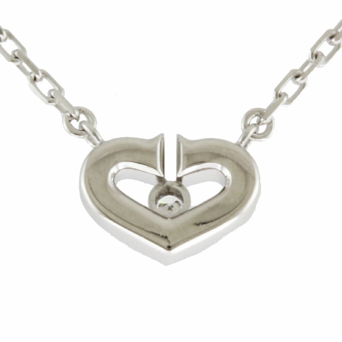 Pre-Owned Cartier C Heart Necklace 18K Diamond Ladies CARTIER BRJ10000000119253 (Like New)