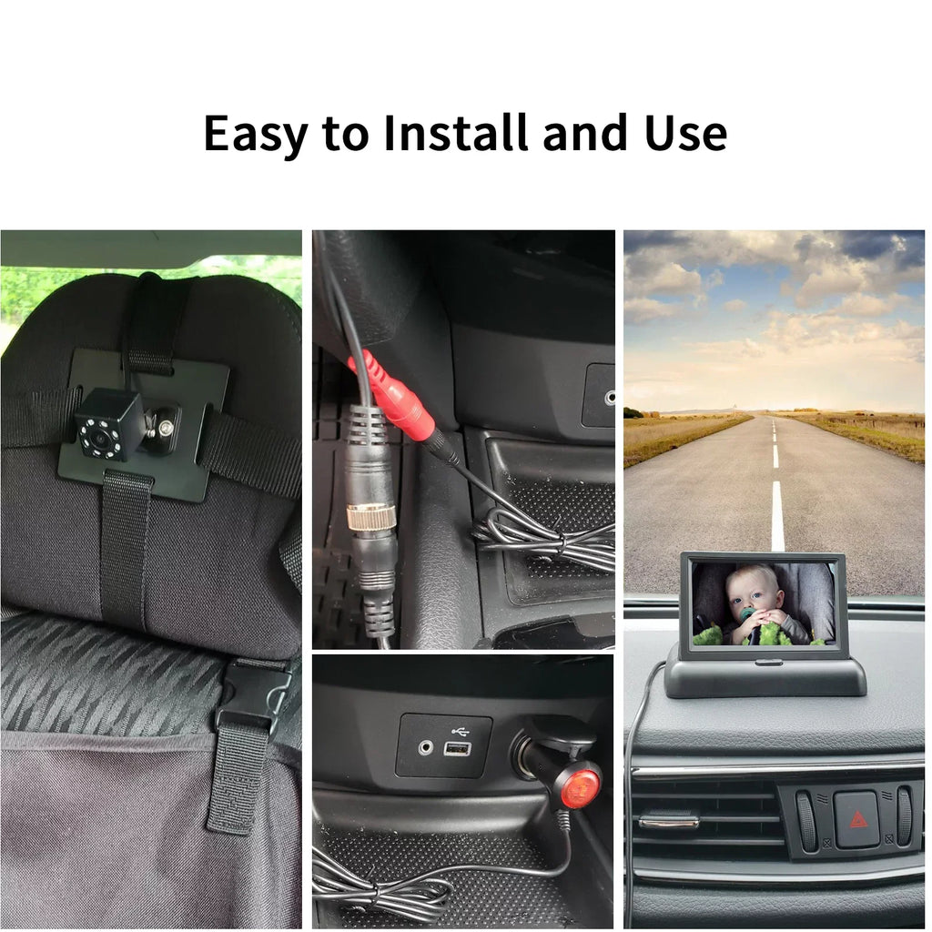 Docooler Car   4.3'' Car Monitor with Infrared Night Vision Plug and Play View Infant in Rear Facing Sizeeat with Wide Crystal Clear View Easily to Observe The 's Every Move