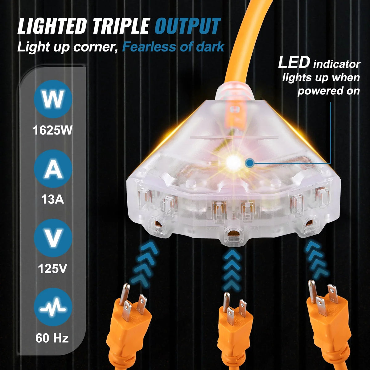BENTISizeM Retractable Extension Cord Reel, 50 ft, Heavy Duty 14AWG/3C SizeJTOW Power Cord, with Lighted Triple Tap Outlet, 13 Amp Circuit Breaker, 180° Sizewivel Bracket for Ceiling or Wall Mount, UL Listed