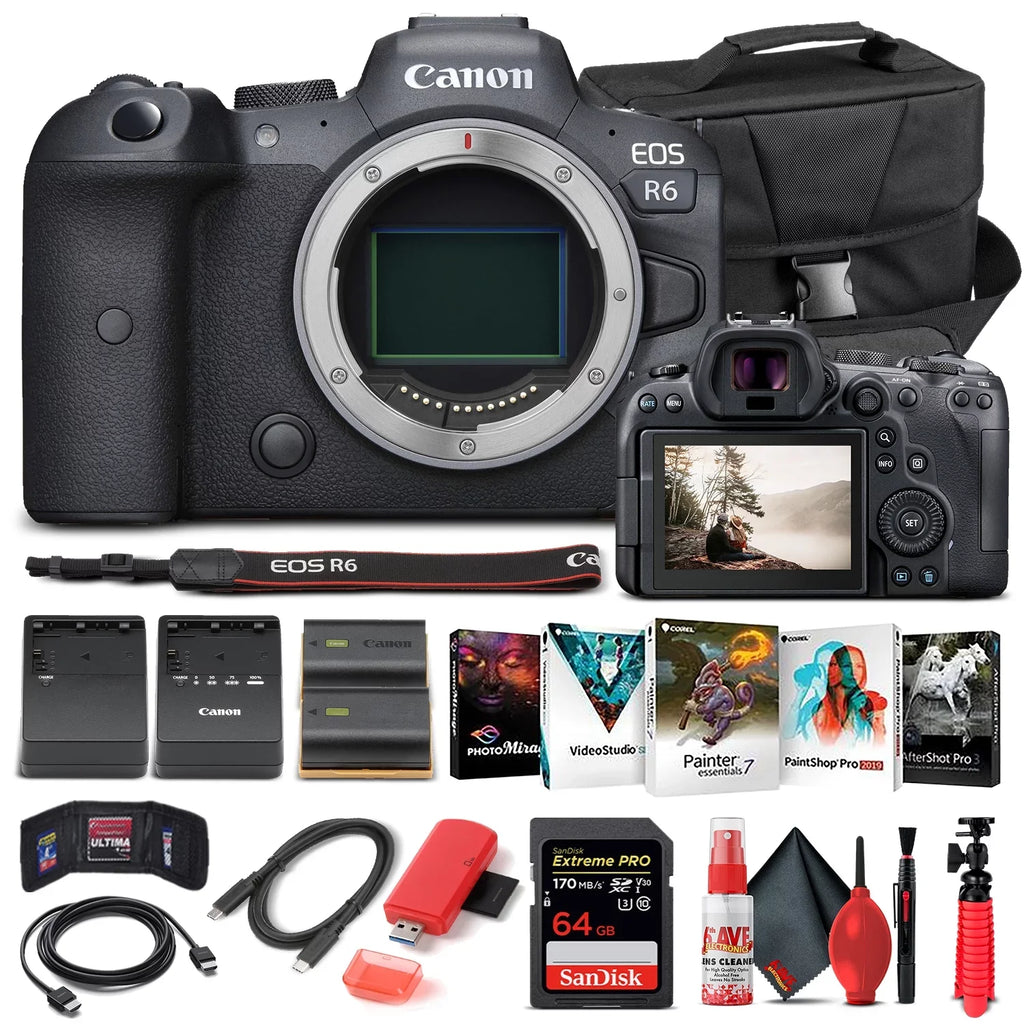 Canon EOSize R6 Mirrorless Camera Body Only 4082C002 - Basic Bundle